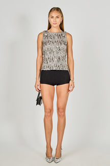 ENDLESS ROSE - Flower Applique sequins Top - CAMI TOPS & TANK available at Objectrare