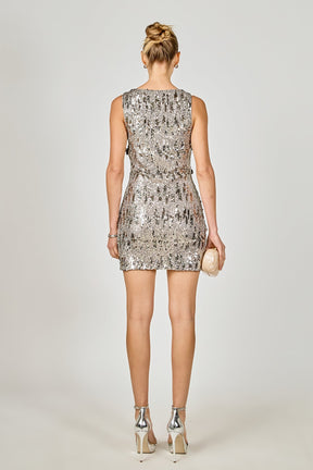 ENDLESS ROSE - Floral Applique sequins Mini Dress - DRESSES available at Objectrare