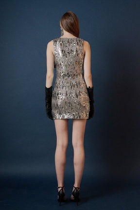 ENDLESS ROSE - Floral Applique sequins Mini Dress - DRESSES available at Objectrare