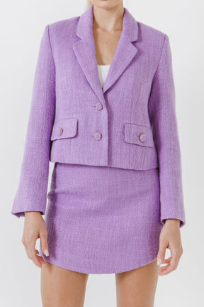 ENDLESS ROSE - Cropped Tweed Blazer - BLAZERS available at Objectrare
