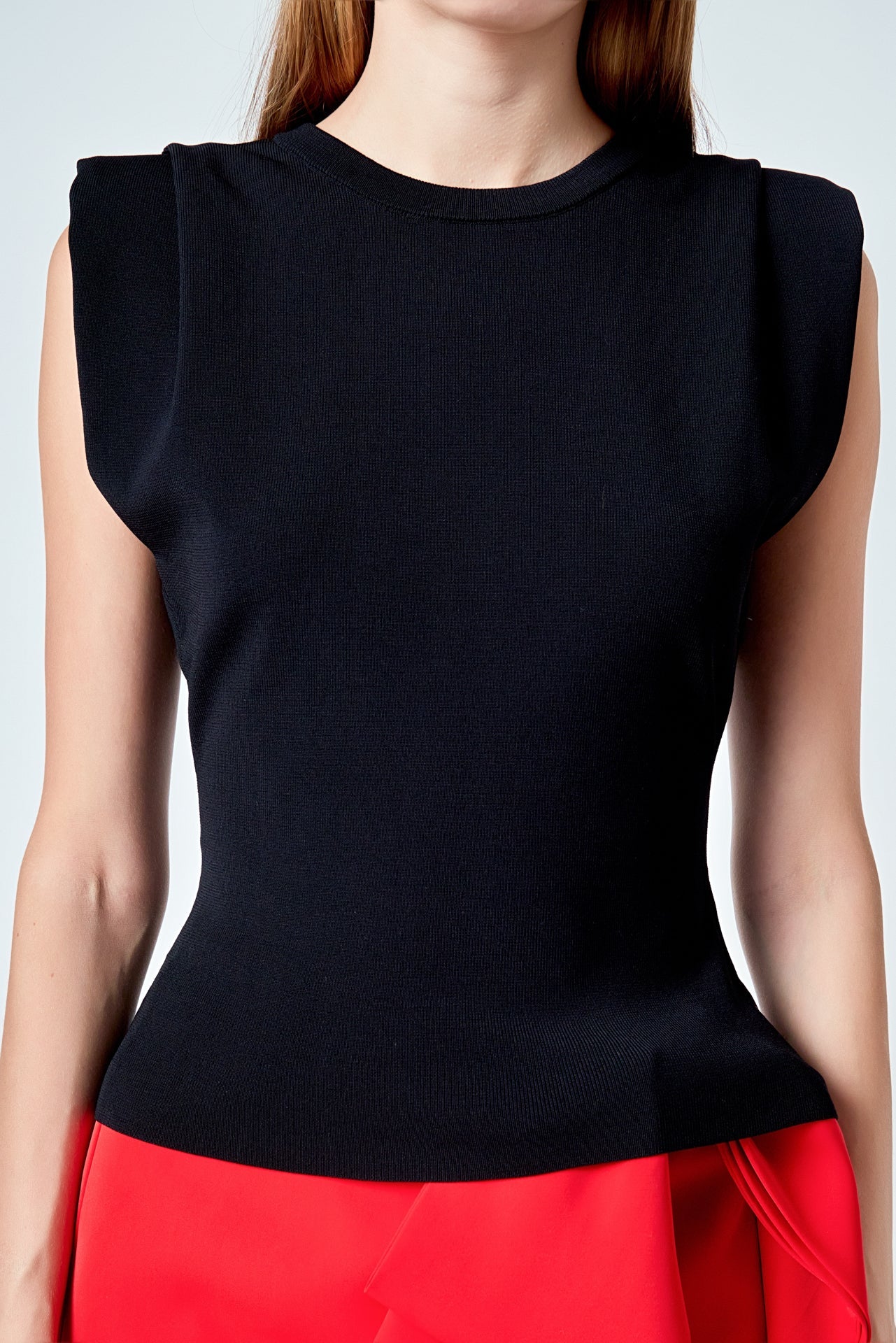 Knit Pleated Shoulder Top