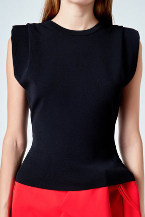 Knit Pleated Shoulder Top