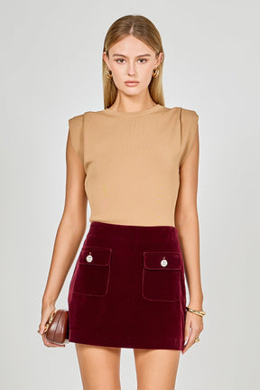 Knit Pleated Shoulder Top