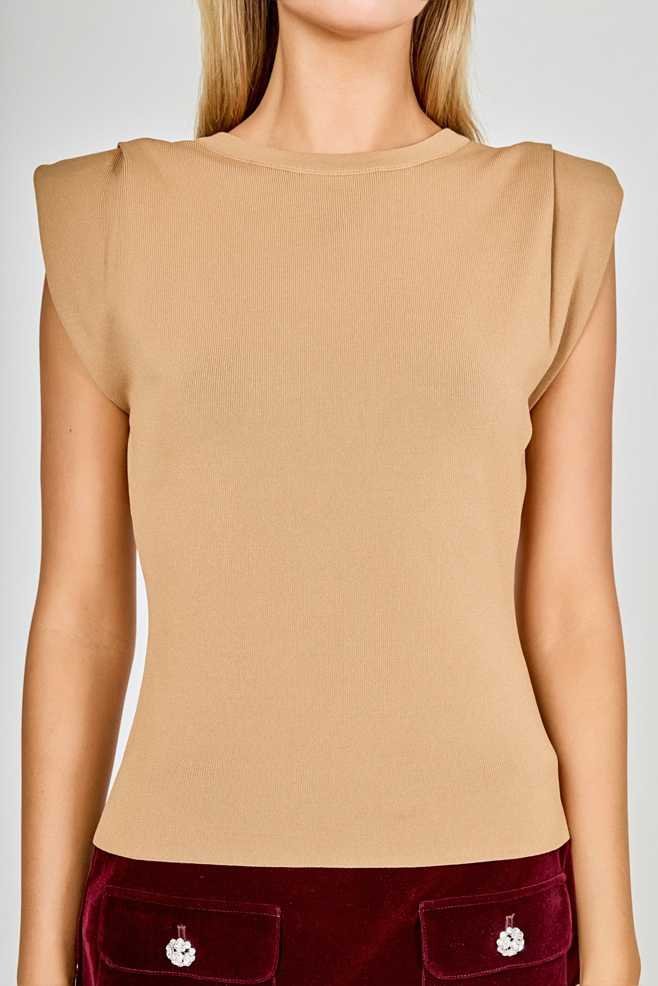 Knit Pleated Shoulder Top