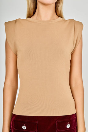 Knit Pleated Shoulder Top