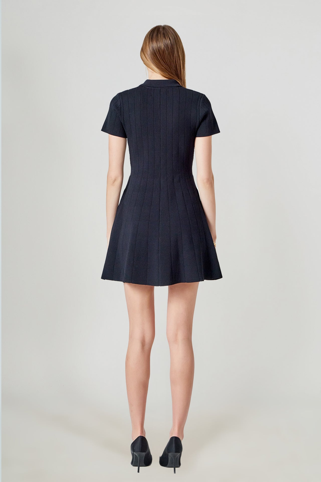 Jewel Buttoned Knit Mini Dress