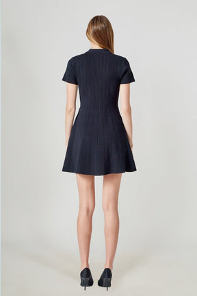 Jewel Buttoned Knit Mini Dress
