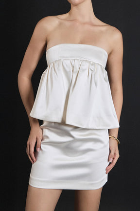 ENDLESS ROSE - Strapless Satin Mini Dress - DRESSES available at Objectrare