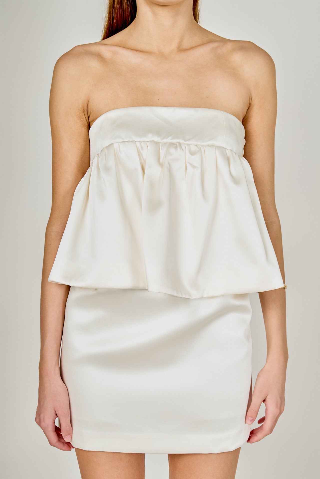 ENDLESS ROSE - Strapless Satin Mini Dress - DRESSES available at Objectrare