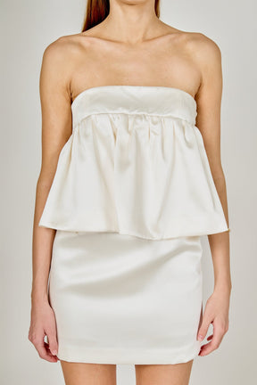 ENDLESS ROSE - Strapless Satin Mini Dress - DRESSES available at Objectrare