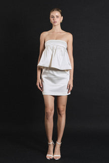ENDLESS ROSE - Strapless Satin Mini Dress - DRESSES available at Objectrare