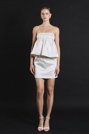 ENDLESS ROSE - Strapless Satin Mini Dress - DRESSES available at Objectrare