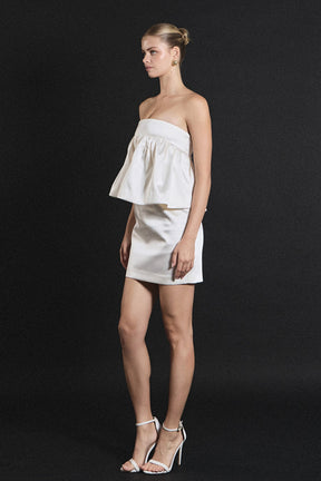 ENDLESS ROSE - Strapless Satin Mini Dress - DRESSES available at Objectrare