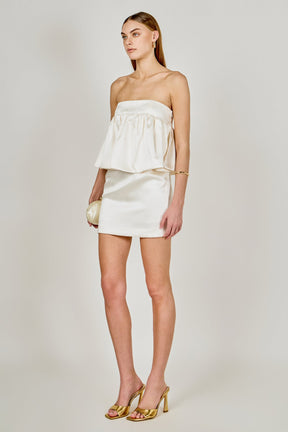 ENDLESS ROSE - Strapless Satin Mini Dress - DRESSES available at Objectrare