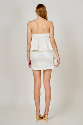 ENDLESS ROSE - Strapless Satin Mini Dress - DRESSES available at Objectrare
