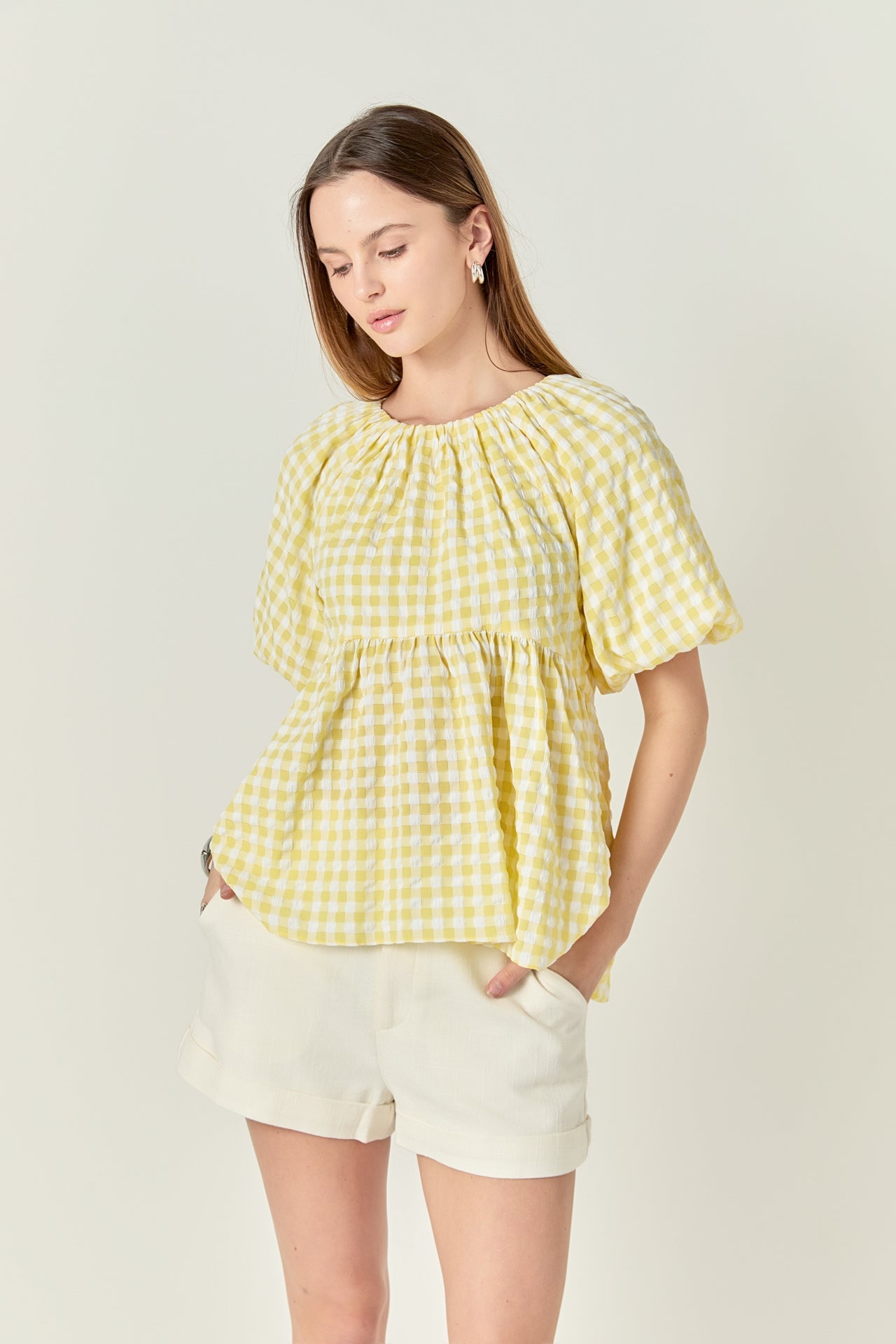 Blouson Babydoll Spaghetti Tie Top