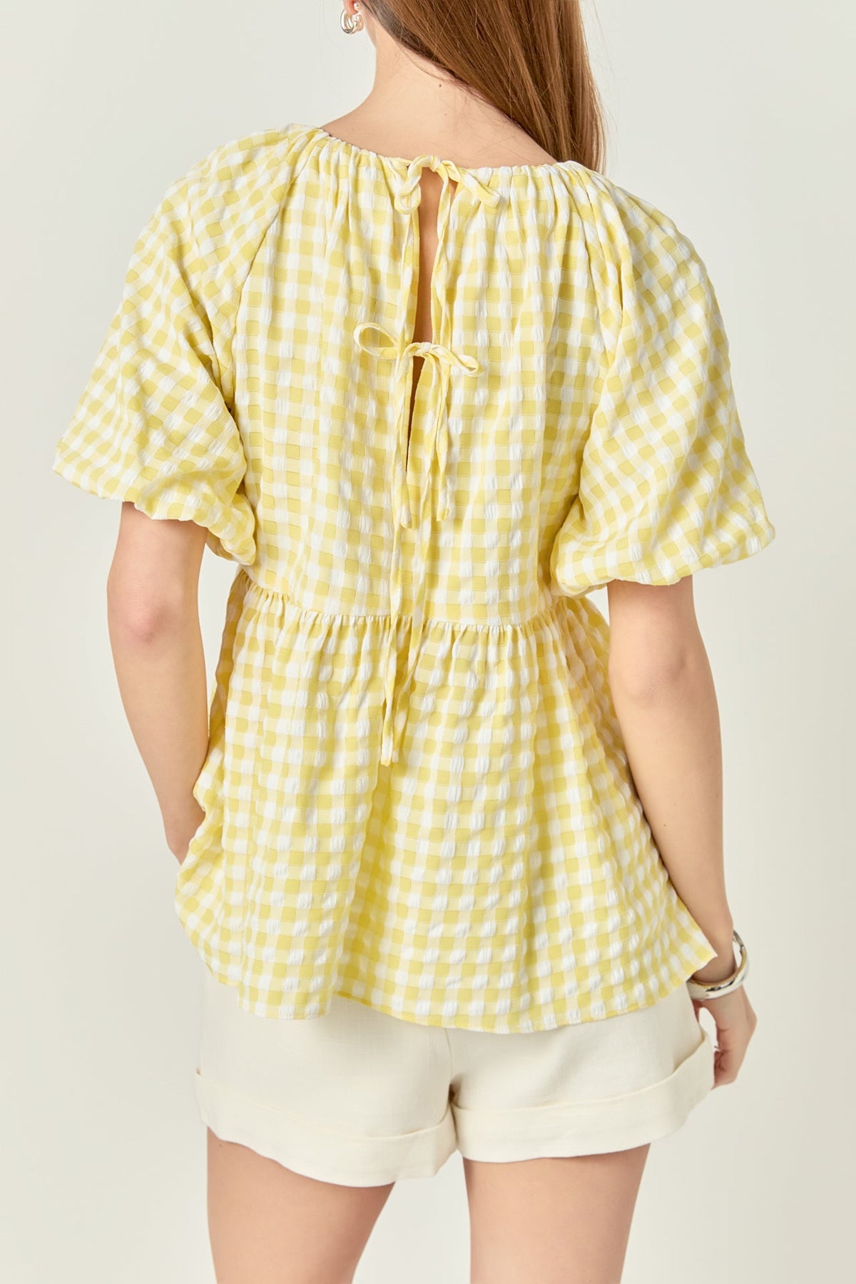 Blouson Babydoll Spaghetti Tie Top