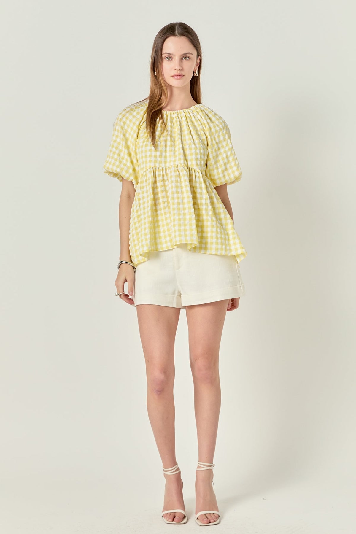 Blouson Babydoll Spaghetti Tie Top