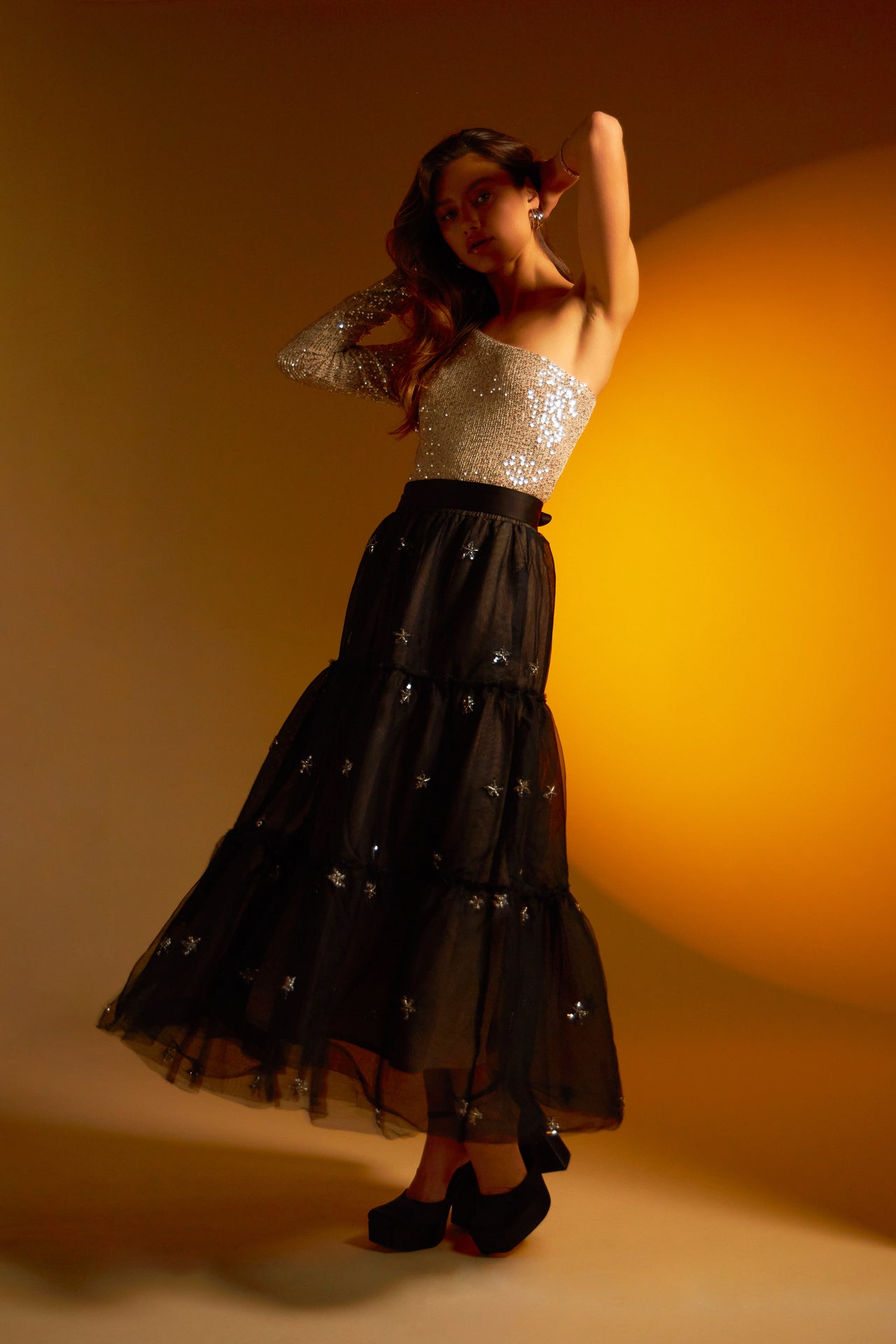 ENDLESS ROSE - Star Tulle Maxi Skirt - SKIRTS available at Objectrare