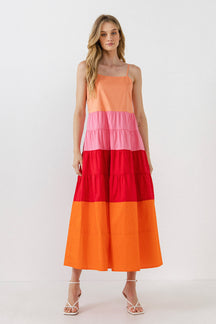 ENGLISH FACTORY - Color Block Spaghetti Maxi - DRESSES available at Objectrare
