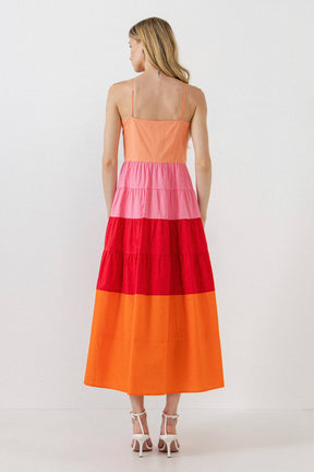 ENGLISH FACTORY - Color Block Spaghetti Maxi Dress - DRESSES available at Objectrare