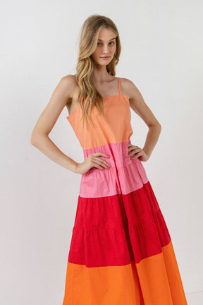 ENGLISH FACTORY - Color Block Spaghetti Maxi - DRESSES available at Objectrare