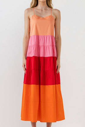 ENGLISH FACTORY - Color Block Spaghetti Maxi - DRESSES available at Objectrare