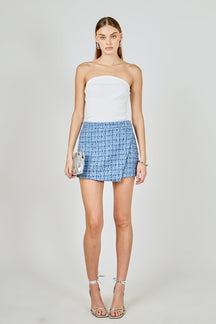 ENDLESS ROSE - Tweed Front Flap Wrap Skirt - SKIRTS available at Objectrare