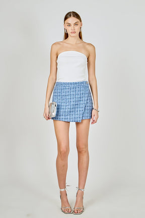 ENDLESS ROSE - Tweed Front Flap Wrap Skirt - SKIRTS available at Objectrare
