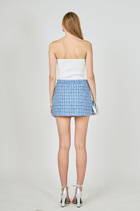 ENDLESS ROSE - Tweed Front Flap Wrap Skirt - SKIRTS available at Objectrare