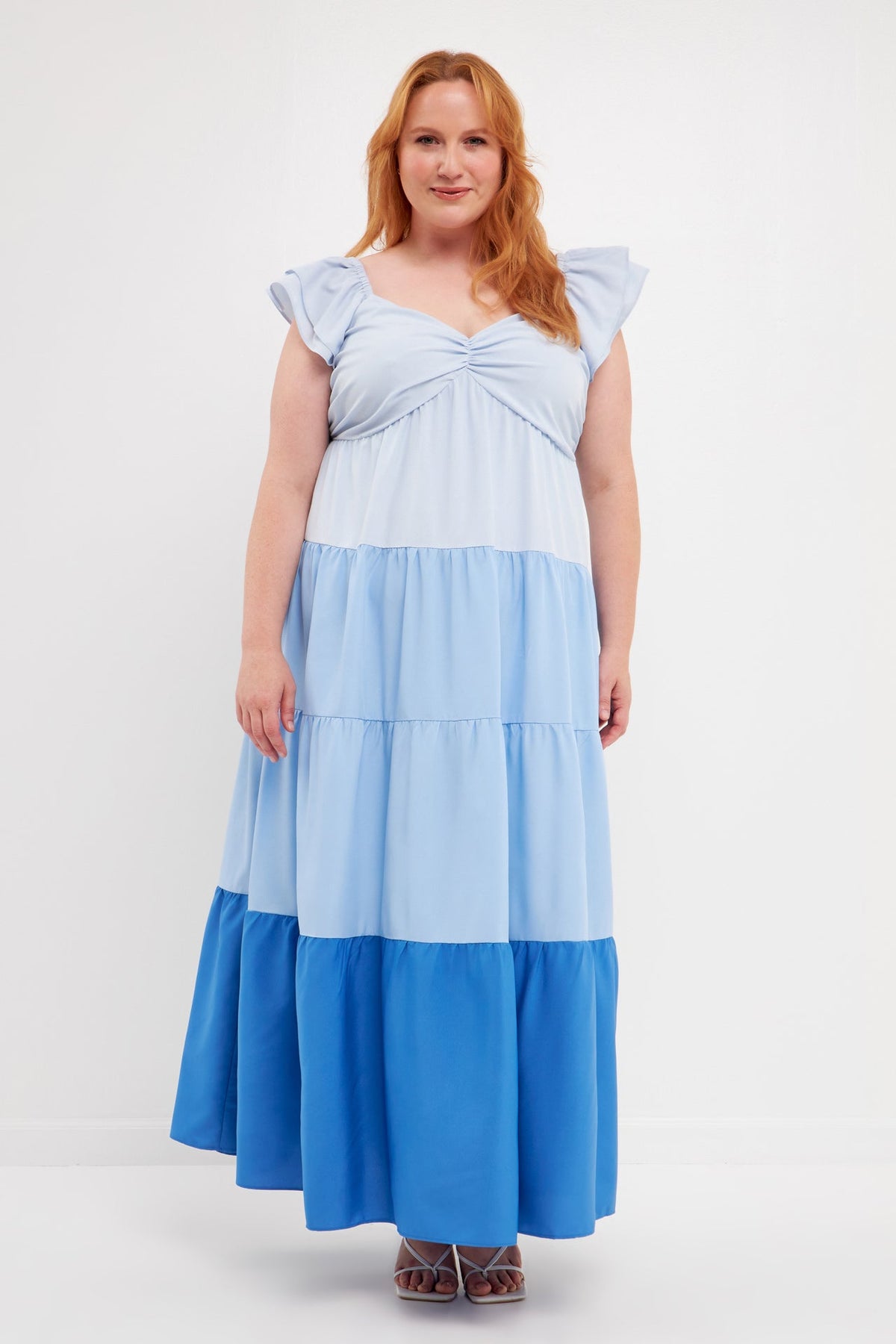 ENGLISH FACTORY - Plus Size Sweet Heart Color Block Maxi Dress - DRESSES available at Objectrare