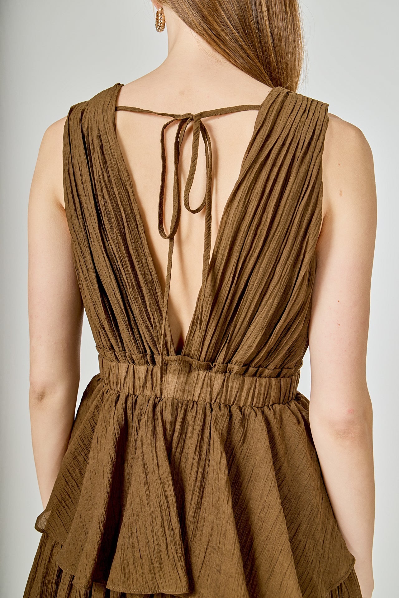 ENDLESS ROSE - Crinkled Deep V Tiered Maxi Dress - DRESSES available at Objectrare