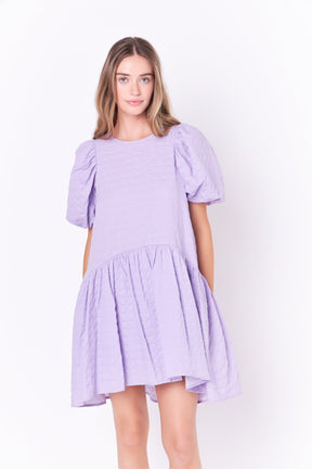 ENGLISH FACTORY - Back Tie Jacquard Puff Dress - DRESSES available at Objectrare