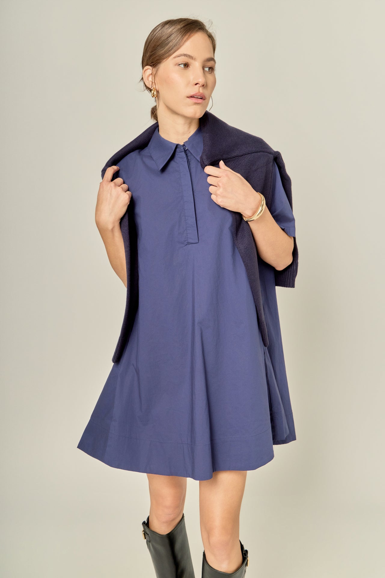 ENGLISH FACTORY - Poplin A-Line Mini Dress - DRESSES available at Objectrare