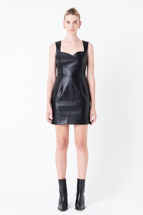 GREY LAB - Sweetheart Leather Mini Dress - DRESSES available at Objectrare