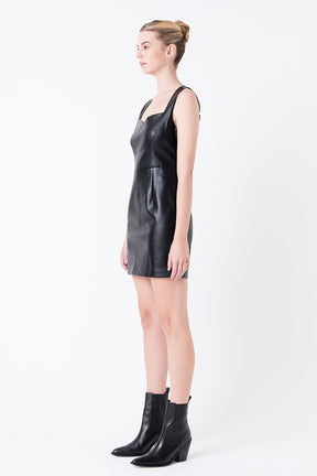 GREY LAB - Sweetheart Leather Mini Dress - DRESSES available at Objectrare