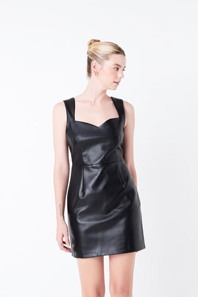 GREY LAB - Sweetheart Leather Mini Dress - DRESSES available at Objectrare