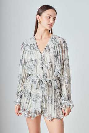 ENDLESS ROSE - Speckled Pleated Romper - ROMPERS available at Objectrare