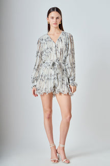 ENDLESS ROSE - Speckled Pleated Romper - ROMPERS available at Objectrare