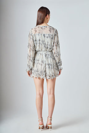 ENDLESS ROSE - Speckled Pleated Romper - ROMPERS available at Objectrare