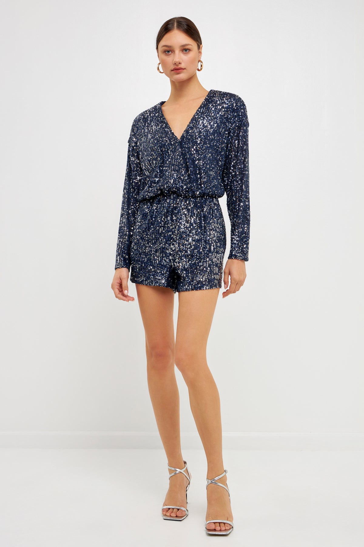 ENDLESS ROSE - Long Sleeve Sequin Romper - ROMPERS available at Objectrare