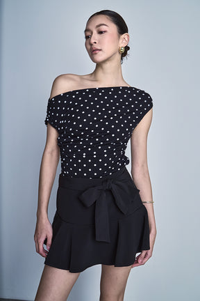 ENDLESS ROSE - Asymmetrical Polka Dot Top - TOPS available at Objectrare