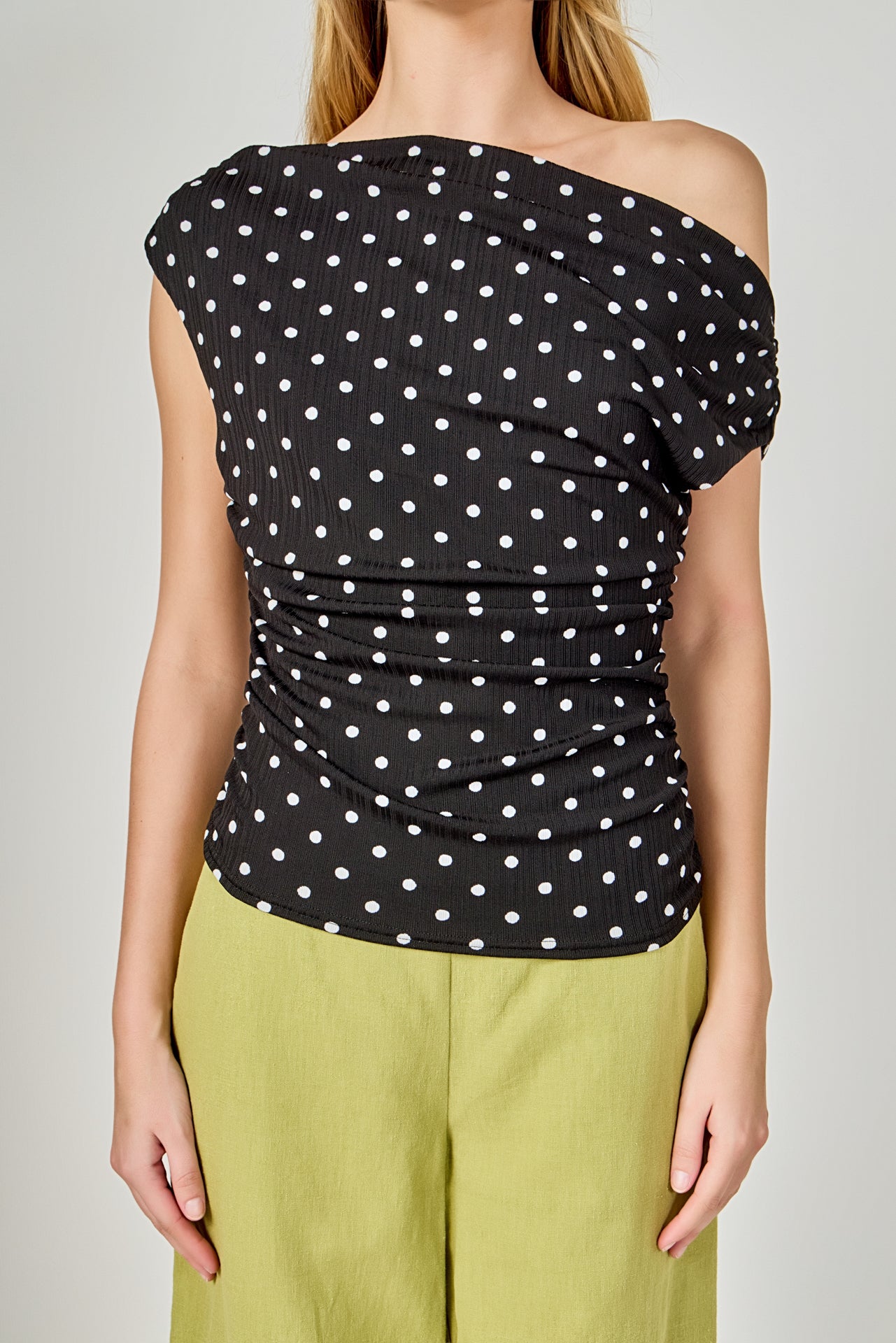 ENDLESS ROSE - Asymmetrical Polka Dot Top - TOPS available at Objectrare