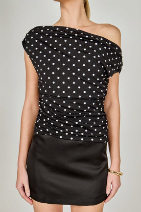 ENDLESS ROSE - Asymmetrical Polka Dot Top - TOPS available at Objectrare