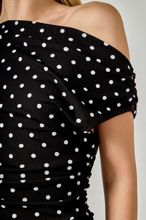 Asymmetrical Polka Dot Top