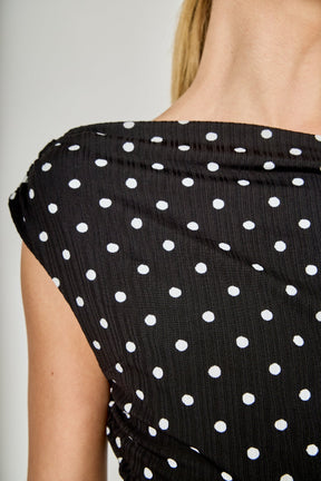 ENDLESS ROSE - Asymmetrical Polka Dot Top - TOPS available at Objectrare