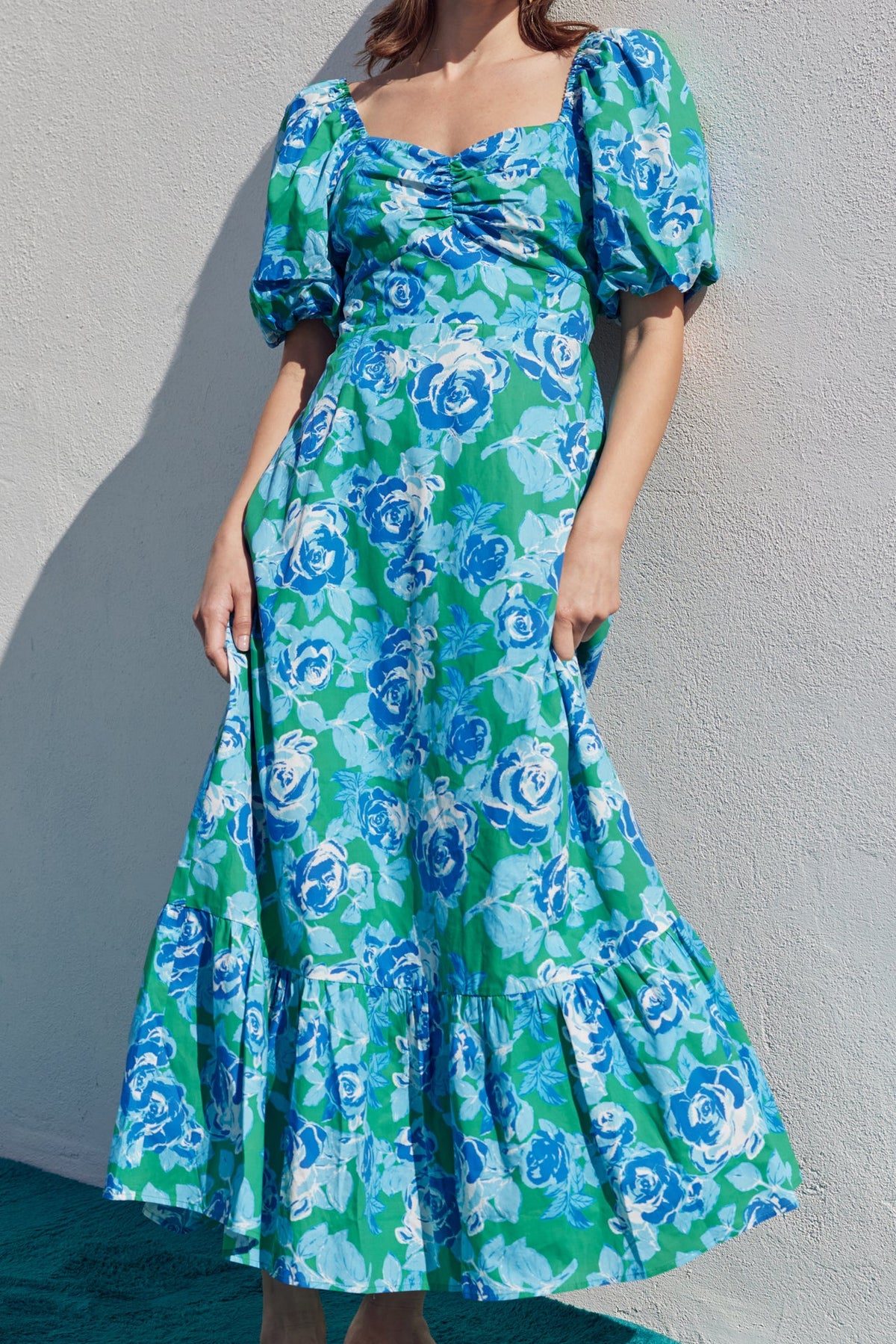 ENGLISH FACTORY - Floral Tie Back Puff Sleeve Maxi Dress - DRESSES available at Objectrare