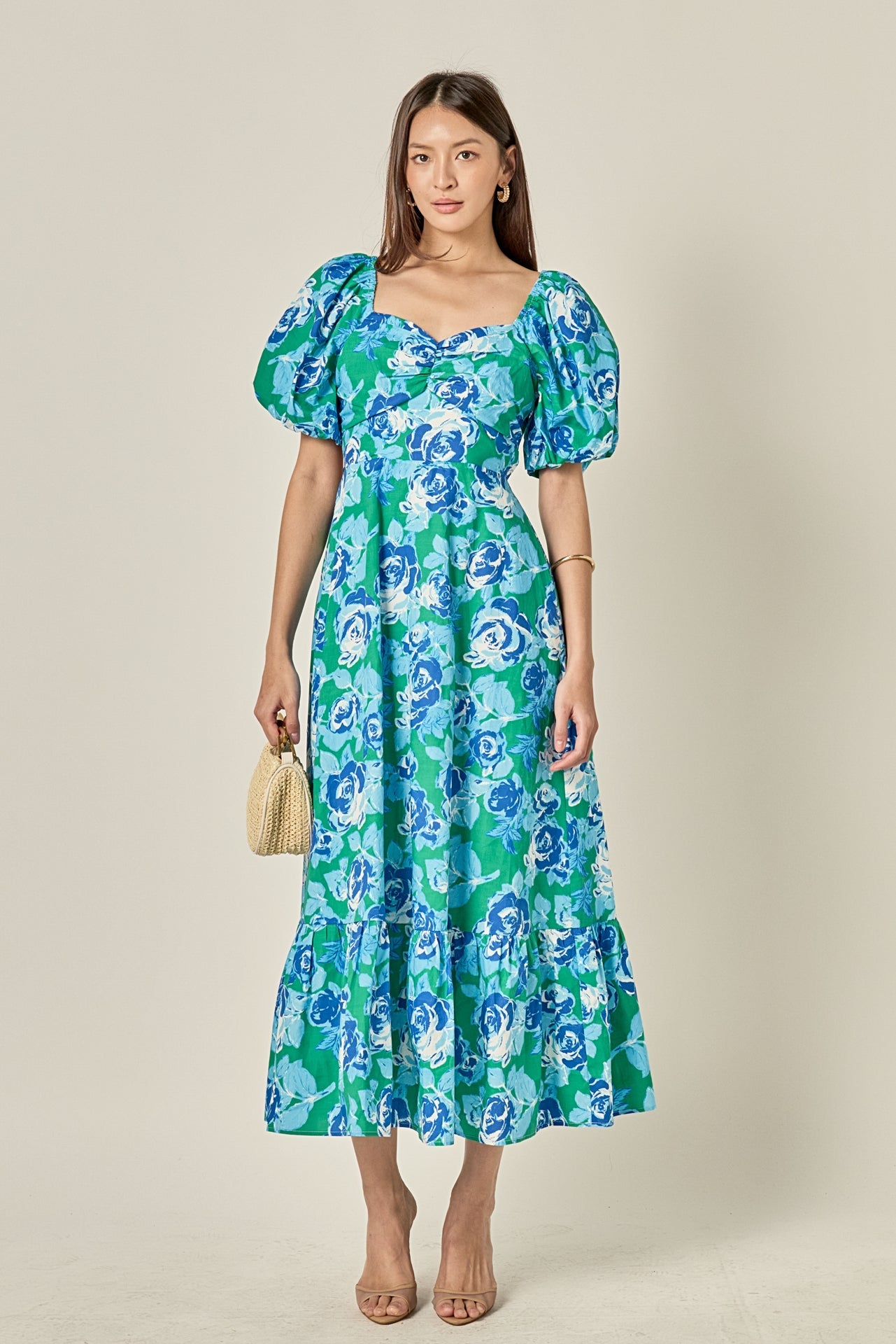 ENGLISH FACTORY - Floral Tie Back Puff Sleeve Maxi Dress - DRESSES available at Objectrare