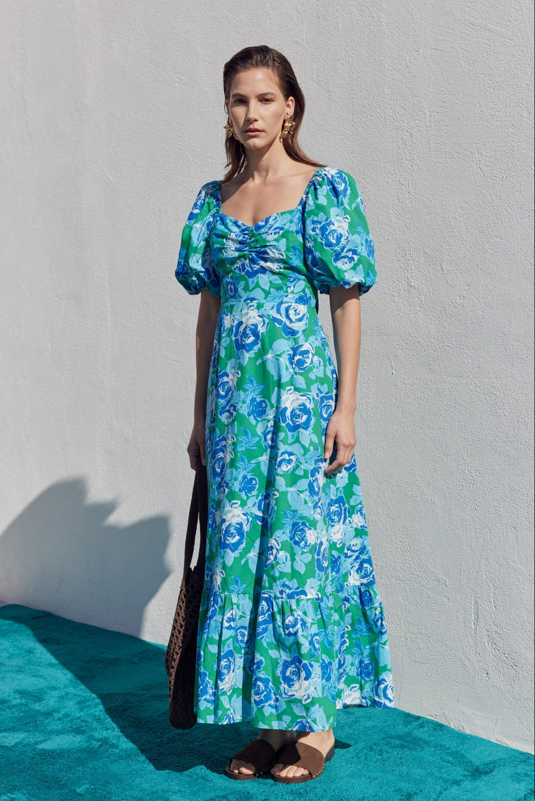 ENGLISH FACTORY - Floral Tie Back Puff Sleeve Maxi Dress - DRESSES available at Objectrare