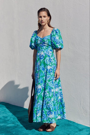ENGLISH FACTORY - Floral Tie Back Puff Sleeve Maxi Dress - DRESSES available at Objectrare